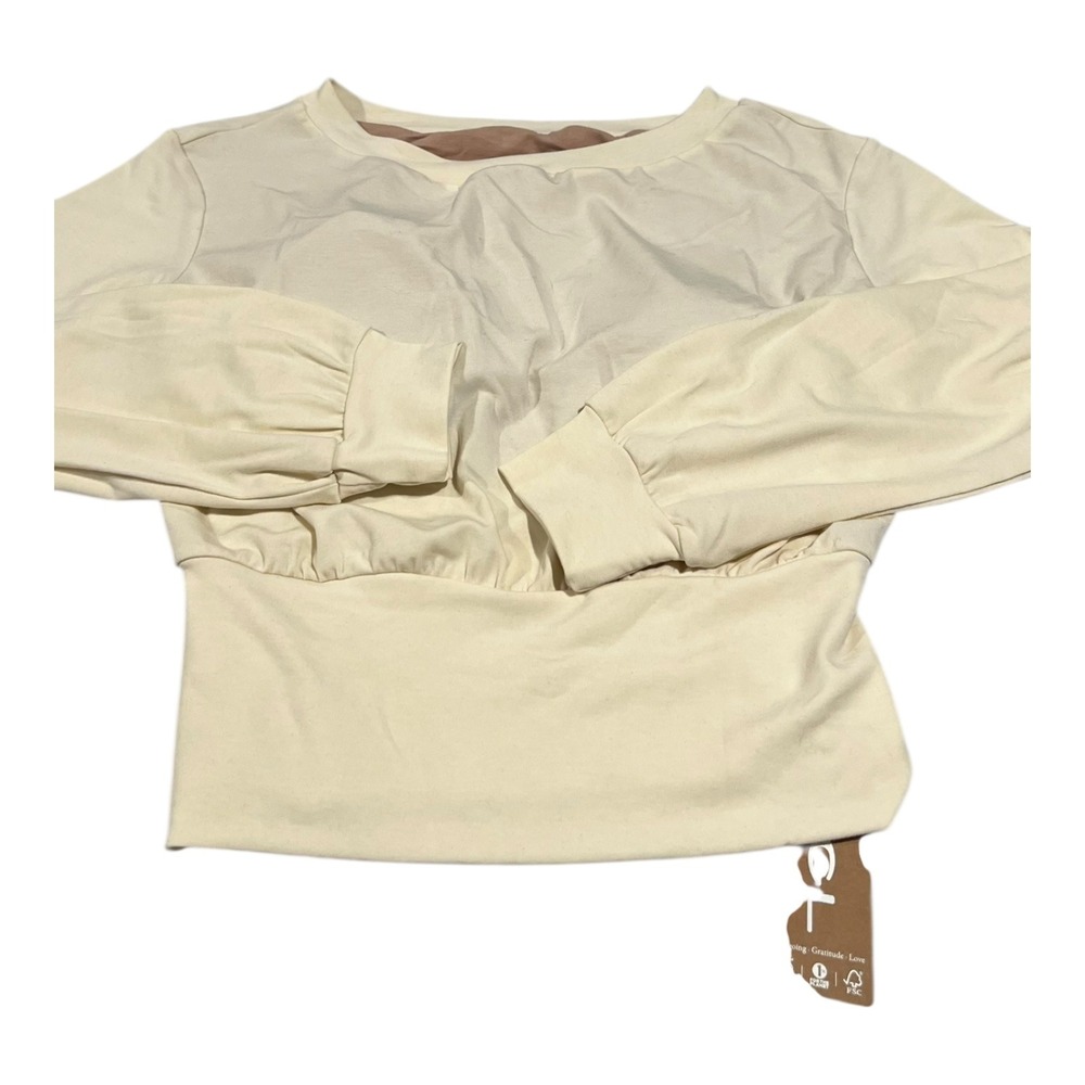 NWT OGL Wool Blend Boat Neck Brami Top Cream Long Sleeve Size M